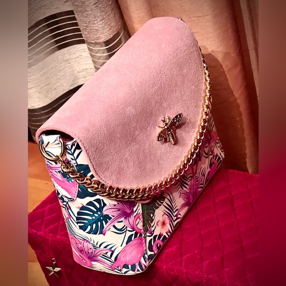 New NWT MADE IN ITALY VERA PELLE GENUINE LEATHER LILAC PINK FLAMINGO PURSE - Picture 11 of 15